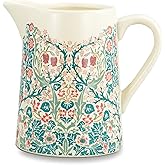 Half Moon Bay Blackthorn by ACS John H. Dearle 17 Ounce Teal Pink and Ivory Ceramic Stoneware Water Pitcher or Flower Vase