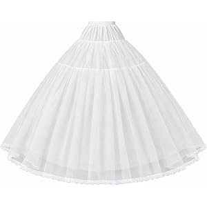 Oshaneblix Women's 8-Layer Tulle Petticoat Floor Length Hoopless Crinoline | Fluffy tulle with lace hem, elastic waist, full