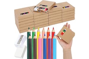 Noveread 288 Pcs / 24 Boxes Mini Drawing Class Colored Pencils Bulk for Kid 3.5 Inch Portable Short Fat Per Set 12 Different Color with Sharpener Eraser Coloring Pencils for Child Painting