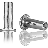 Multi-Grip Rivet Nut Installation Tool Set Pre-Bulbed Shank Flat Head Threaded Insert Nut Plus Nuts Assortment Kit Cross Rivnut for Construction Industrial (1/4-20(Plus Nut-10pcs, Stainless))