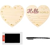 R HORSE Baby Birth Announcement Sign Marker Pen, 3D Hello World Baby Name Sign with Ink Pad for Hand and Footprints, Heart Shape Newborn Announcement Nursery Decor Keepsake Gifts