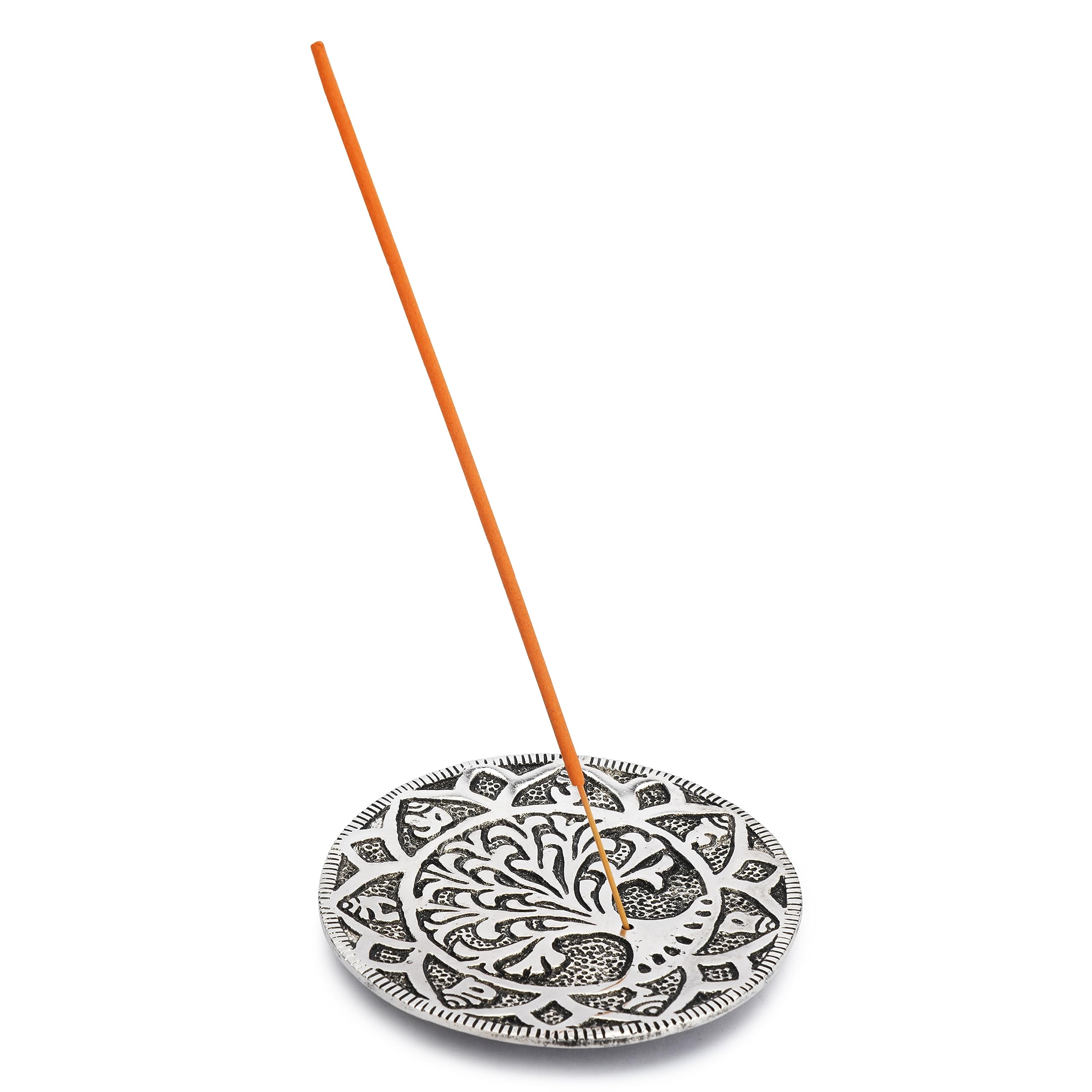Ajuny Aluminum Round Incense Sticks Holder Burner with Ash Catcher Tibetan Style Incense Holder Meditation Accessories Spiritual Home Decor Fragrance Gifts