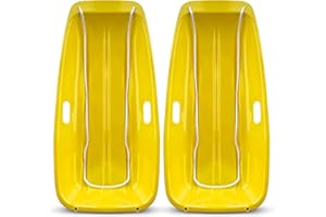 BACK BAY PLAY Winter Snow Sleds Plastic Snow Sled for Kids and Adults - 35" Single Rider Kids Sled Made Durable, Snow Sleds for Kids and Adult Heavy Duty Fast Sliding - Kids Snow Sled with Rope