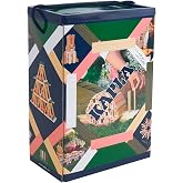 KAPLA Spring Barrel with 200 Coloured Boards (Green Pink and White), Wooden Game and Building Game from 2 Years