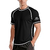 Men's Swim Shirts, UPF 50+ Rash Guard Short Sleeve Quick Dry Sun T-Shirt | Sun Protection, Moisture-Wicking Quick Dry Fabric, Lightweight Stretch Rash Guard for Swimming, Fishing &amp; Outdoor Activities