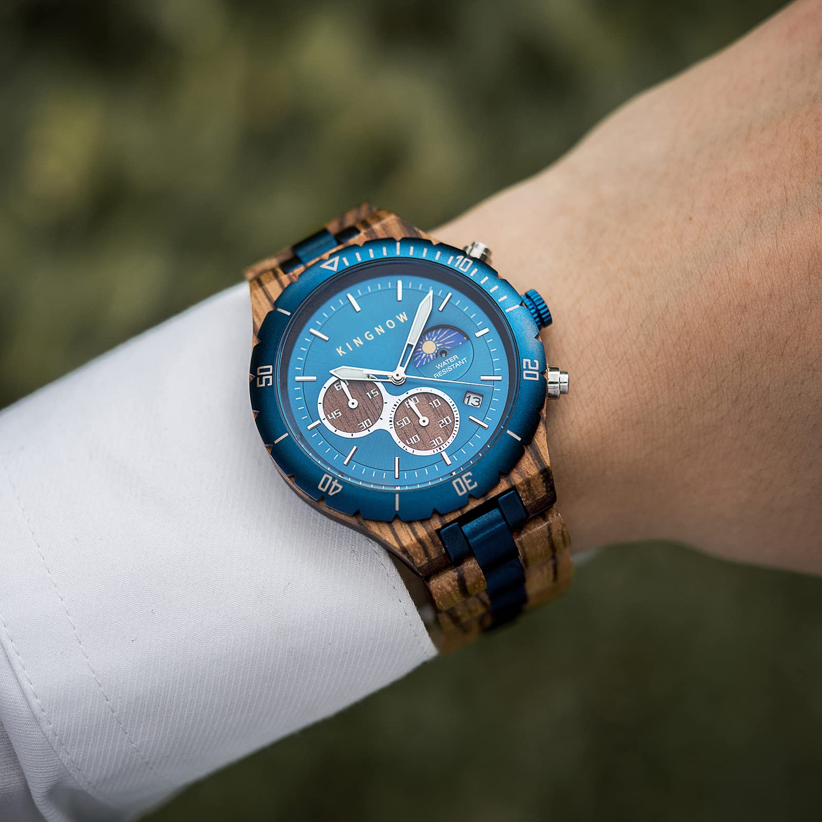 Wooden Wrist Watch for Men Luxury Quartz Luminous Lightweight Waterproof Birthday Gift Christmas Present KINGNOW