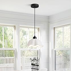 Mini Ceramic Pendant Light Retro White Wave
