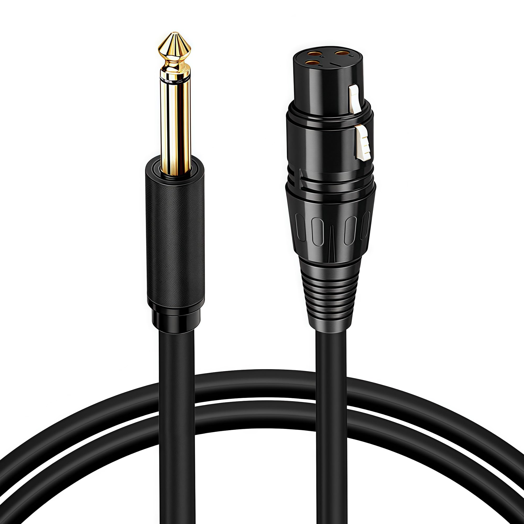 Musiin Premium Quality Female XLR to 1/4 (6.35mm) TS Mono Jack Unbalanced Microphone Cable(10 FT/3 Meters)