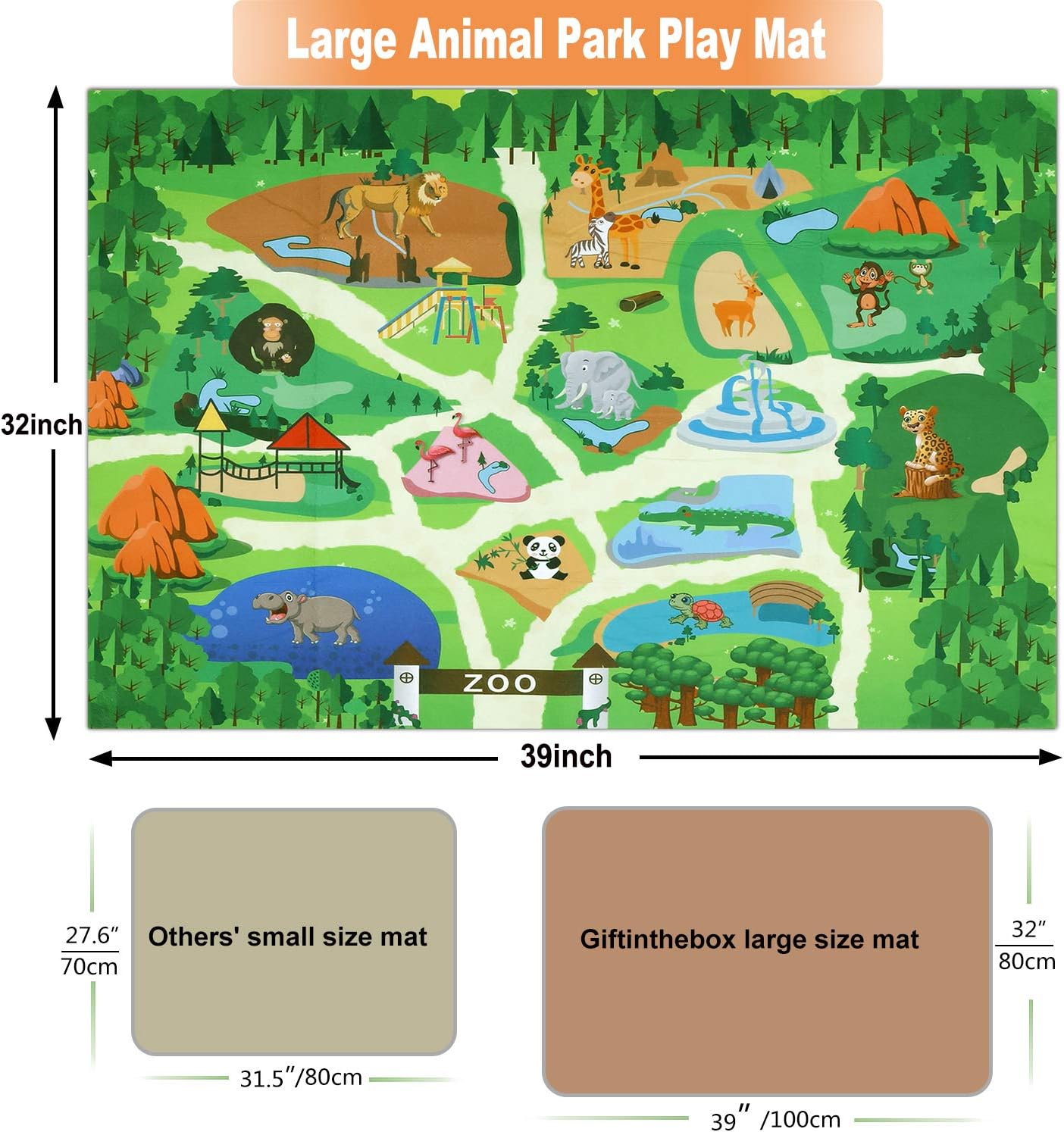 GiftInTheBox Safari Animal Figurines Toys with Activity Play Mat , Realistic Plastic Jungle Wild Zoo Animals Figures Playset with Elephant, Giraffe, Lion, Panda，Gift for Kids, Boys …: Toys & Games