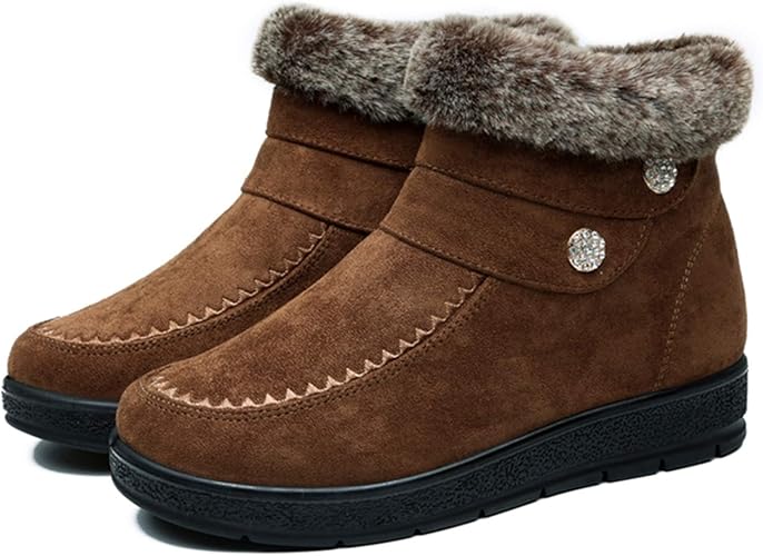 Amazon Qiage ムートンブーツ レディース ショートブーツ アンクルブーツ 厚底 ミドルブーツ 靴 フラット サイドジッパー 歩きやすい 黒 ブーティー ブーティ ローヒール ボア 厚底ブーツ スノーブーツ 幅広 甲高 滑らない レインシューズ