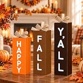 Geetery 3 Pcs Fall Thanksgiving Decor for Home Office, Happy Fall Yall Sign | Rustic Farmhouse Autumn Table Decor, Thanksgivi
