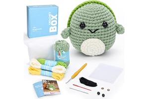 Cudroza Crochet Kit for Beginners - Tortoise Starts Crochet Kits with Step-by-Step Video Tutorials and Yarns, Hook, Accessories, Birthday DIY Handmade Craft Gift for Adults and Kids(30%+ Yarn)