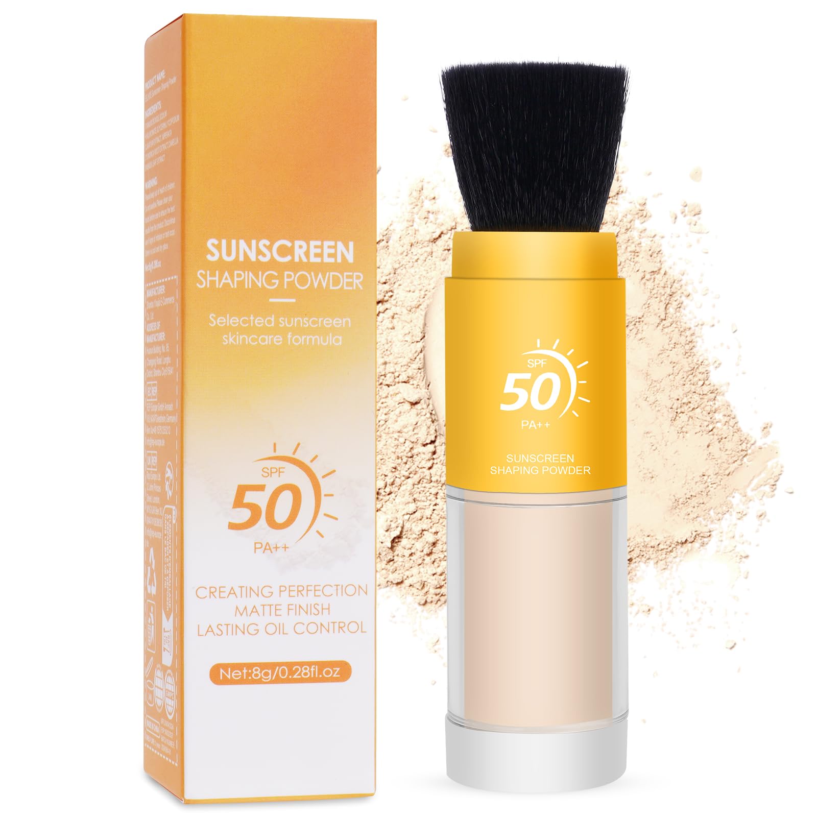 Powder Sunscreen for Scalp, 1Pcs SPF 50 Mineral Powder Sunscreen Brush for Face, Oil Control Natural Matte, Lasting Lightweight Breathable, Sunscreen Setting Powder Suitable For All Types Of Skin