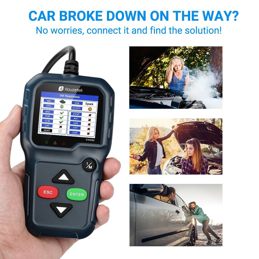 Houzetek OBD2 Scanner, OBD2 Code Reader Upgraded Automotive Car Diagnostic Code Scanner, Professional Engine Fault Code Scan Tool for Most Cars
