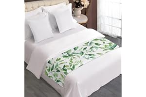 ZFRXIGN Green Leaf Bed Runners Twin Bed Runners & Scarves Xmas Table Runner Bedding Set for Home Hotel Guesthouse Bed Scarf Table Cloth Tropical Leaves