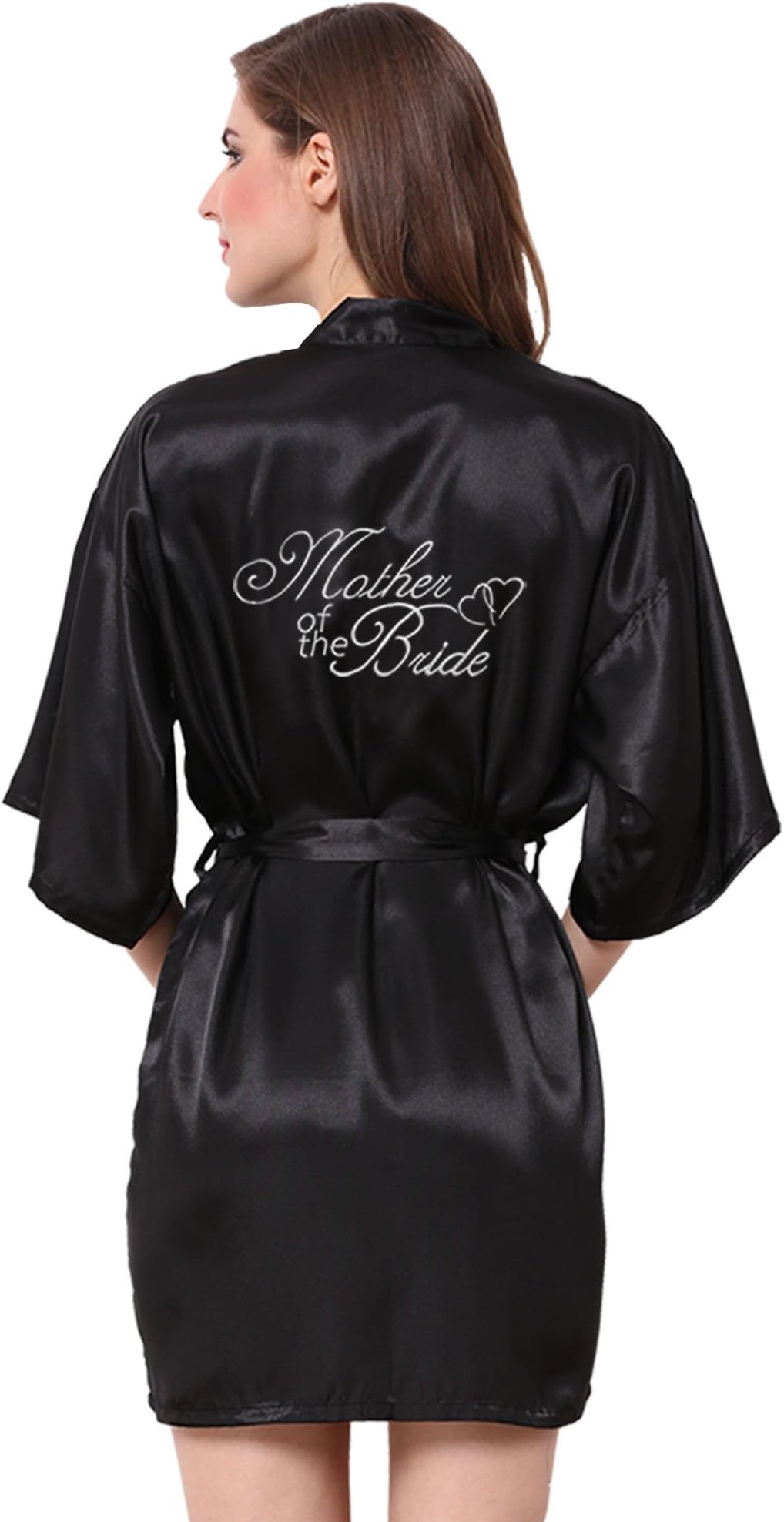 JOYTTON Women Satin Kimono Wedding Party Robe with Embroidered Bride Bridesmaid