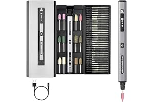 AM ARROWMAX Electric Engraving Pen, HollowCup Motor, 42 Bits With Aluminum Case, OLED, Magnetic Charge, Mini Cordless Rotary Tool for Metal, Wood, Glass and Plastic (SGS)