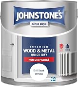 Johnstone's Wood & Metal Paint Gloss White 2.5L Water Based Quick Dry