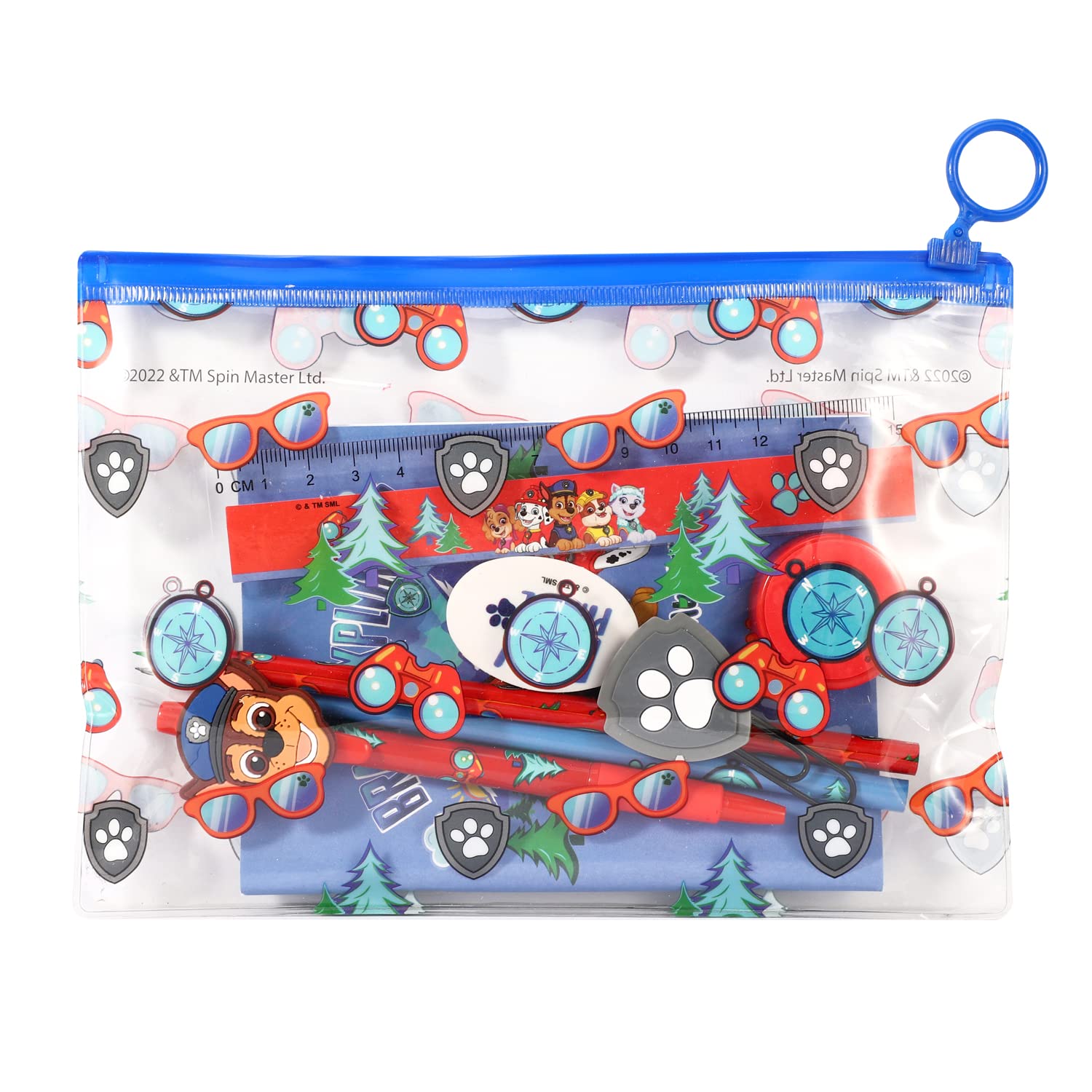 CERDÁ LIFE'S LITTLE MOMENTS Paw Patrol 9pcs Transparent Filled Pencil Case Stationery Set Waterproof Boys Girls Kids Children School Travel Exam
