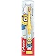 Colgate Kids Battery Powered Toothbrush, Kids Battery Toothbrush with Included AA Battery, Extra Soft Bristles, Flat-Laying Handle to Prevent Rolling, Minion Toothbrush, 1 Pack