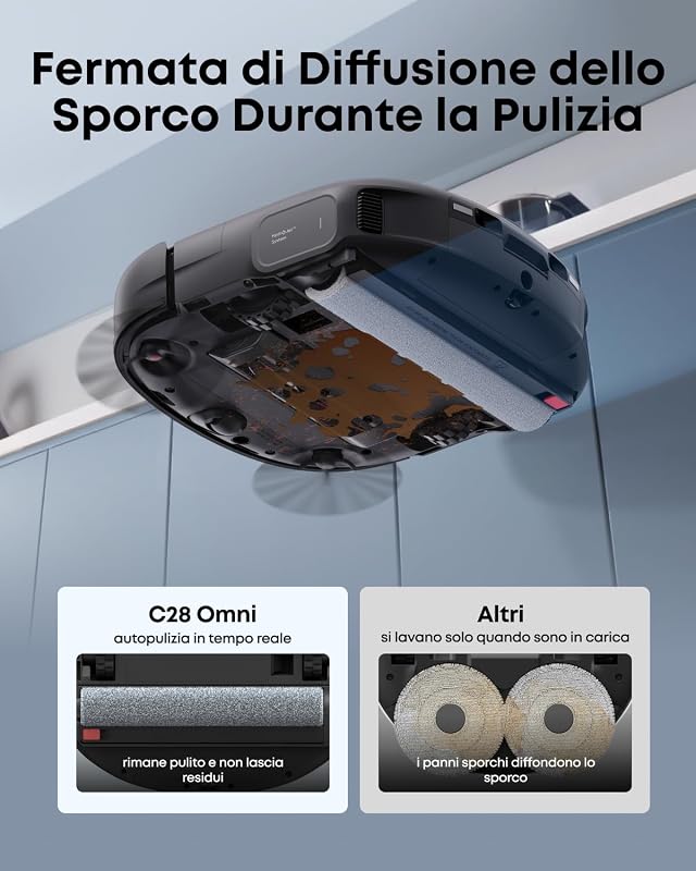 by Anker Omini C28 Robot Aspirapolvere HydroJet 5 in 1, Nero