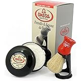 Omega 46065 Shaving Brush Set - Pure Bristle Shaving Brush, Stand, and 150 Milliliter Classic Shaving Cream with Eucalyptus Oil