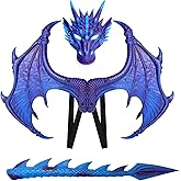 IncreDecor Dragon Costume for Kids Dinosaur Tail Mask Set, Cool Halloween Dragon Wings Cosplay Costume Mask for Children Boys