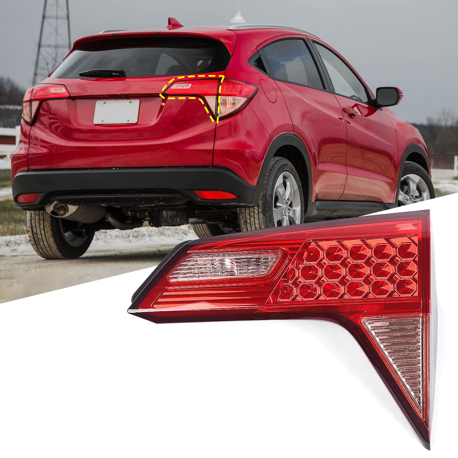 Photo 1 of Huray Inner Tail Light for Honda HRV 2016 2017 2018 Taillight Assembly Brake Lamp Replacement 34150-T7S-A01 Passenger Side (Right)