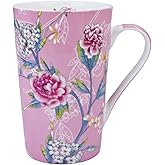 Glen Mila 13oz Floral Coffee Mugs for Women Bone China Coffee Mug Cute Mugs Christmas Birthday Gifts for Mom Friends