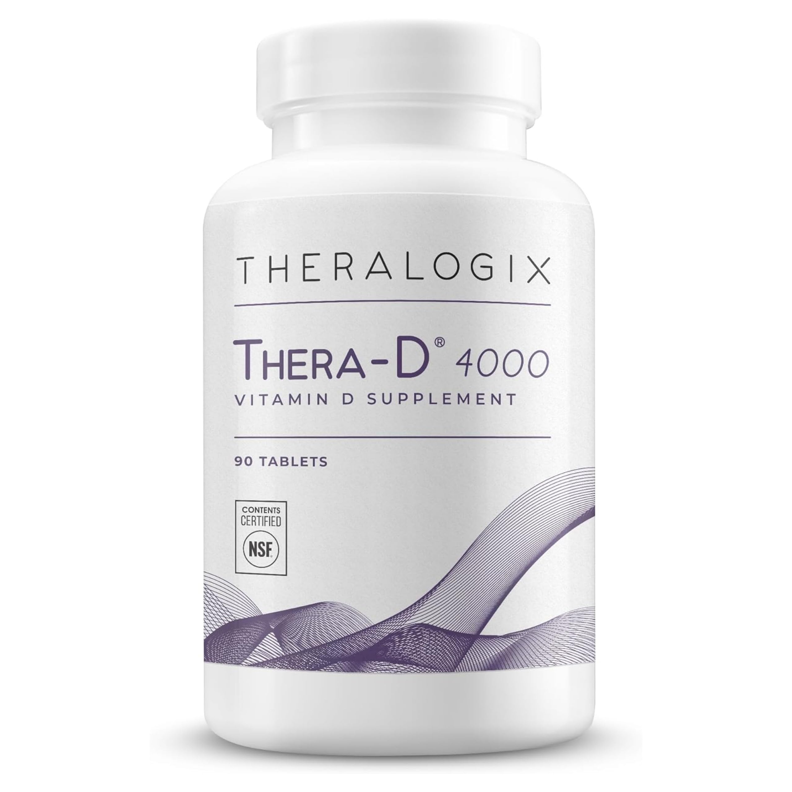 Theralogix Thera-D 4000 Vitamin D Supplement - 4,000 IU (100 mcg) Vitamin D3 Tablets - 90-Day Supply - Immune Support Supplement for Women & Men - Aids Bone & Heart Health - NSF Certified - 90 Tablets