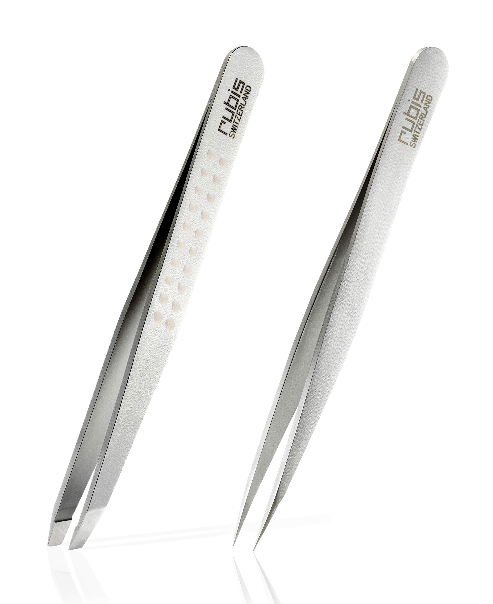 Rubis Classic Collection - Professional Eyebrow Tweezers Slanted Tip - Slanted Tweezers for Eyebrow Plucking and Hair Removal (Brown)