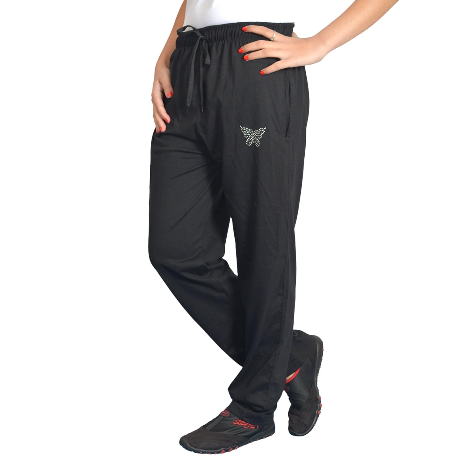 cupid women's cotton track pants (black)