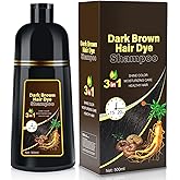 JIESSIA Dark Brown Hair Dye Shampoo 3 IN 1, 16.9 Fl Oz, Natural Herbal Plant Semi Permanent Covers All Gray Hair Treated for Women & Men