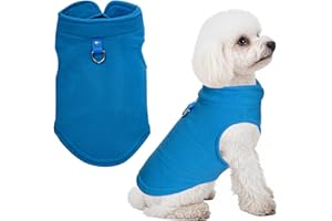 Sucrain Dog Fleece Vest Soft Pet Jacket with Leash O-Ring Winter Warm Pet Pullover Coat for Small Dog(Blue, Medium)
