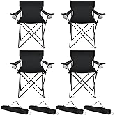 HaSteeL Camping Chairs 4 Pack, Oversized Folding Chair with Cup Holders for Adults, Portable Chair & Carry Bag for Outdoor Backyard, Beach, Lawn, Patio, Picnic, Fishing, Oxford Fabric & Heavy Duty