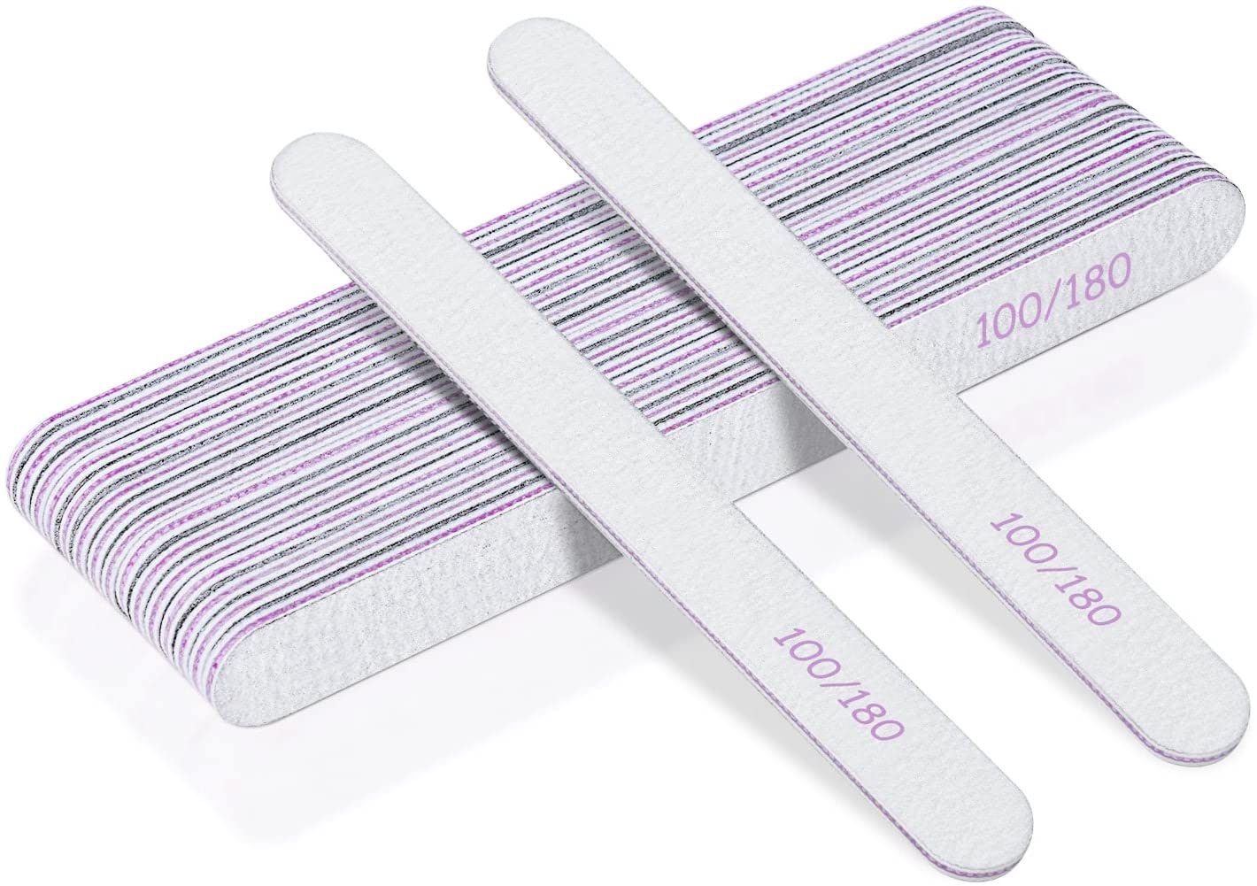 URAQT Professional Nail Files 100/180 Grit, 15 PCS Double Sided Emery Boards Washable Nail Files, Fingernail Buffering Files Manicure Tools Nail Styling Tools (Grey)