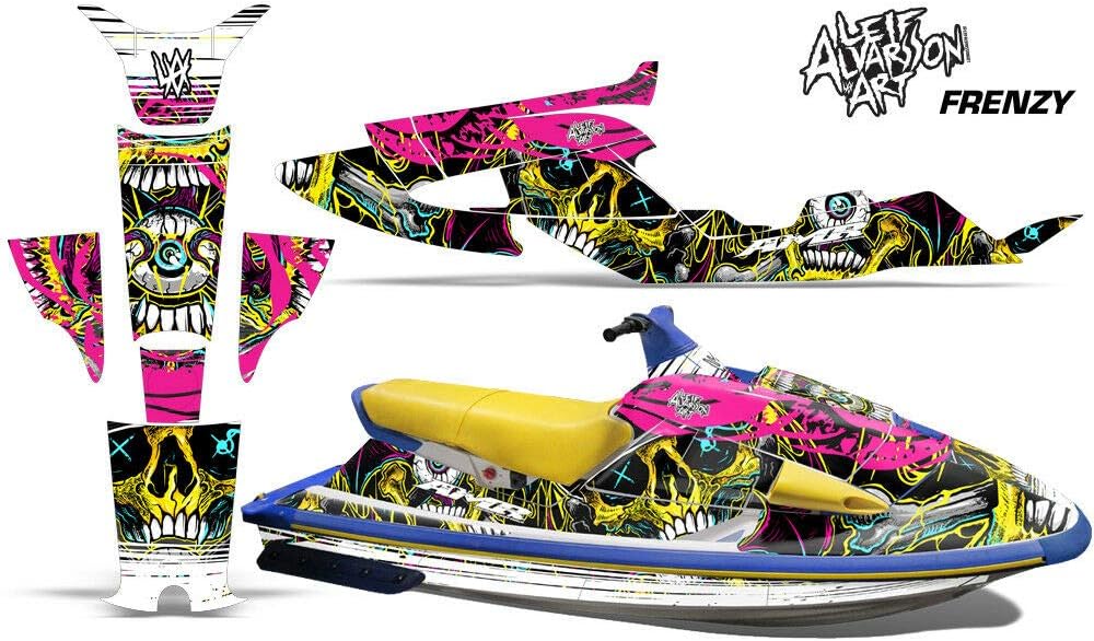 Savage Kits Jetski Graphics kit Sticker Decal Compatible with Yamaha Wave Raider 1994-1996 - Frenzy Yellow