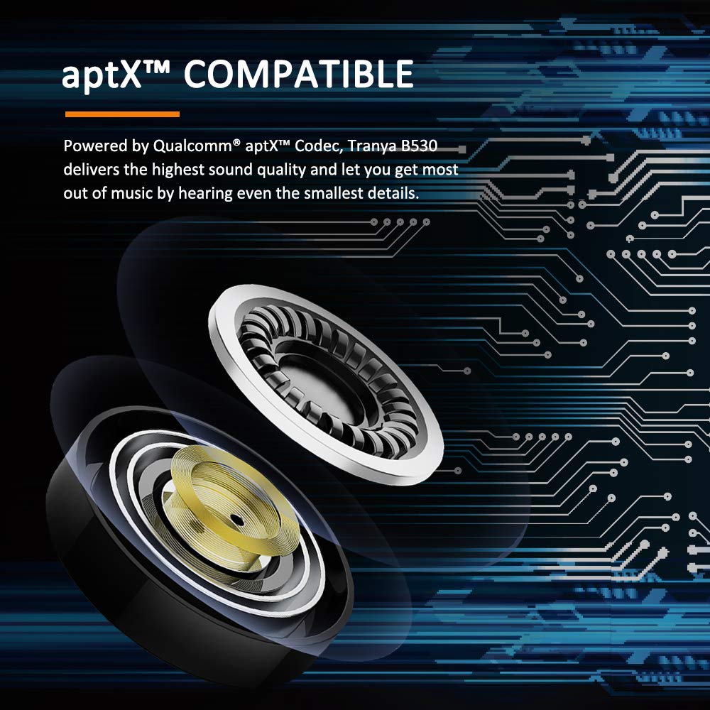 Bluetooth Kopfhörer Unterstützt von Qualcomm® aptXTM Codec, TRANYA B530-Pro Ununterbrochene 10-stündige Musikwiedergabe mit einer einzigen vollen Ladung