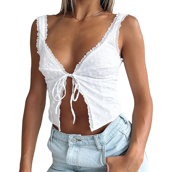 トップス PILE FLARE TANK TOPS Lula Eyelet Peplum Tank Top - White | Levi's® US