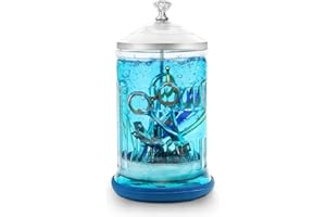 KEEDOLLA 33 Oz Glass Disinfectant Jar with Removable Basket, Barber Disinfecting Soaking Jar Glass Disinfecting Container for Barber Supplies, Spa and Nail Tools