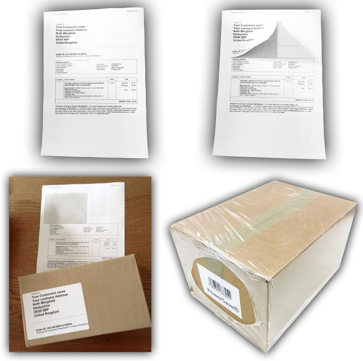 PowerSave® A4 Integrated Address Label & Despatch Note Invoice Paper for Amazon Ebay & Website Sellers Sticker Parcel Packing Slip Sticky Stick On Label for Mail Order Shops (5000)