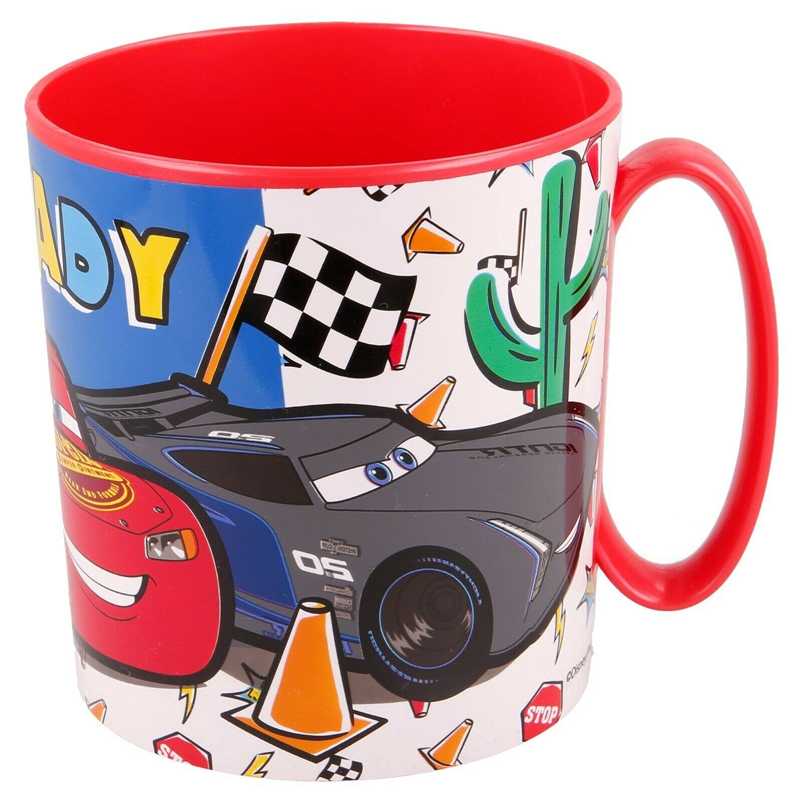 Gold1 Kids Character Licence Mug 350ML Drinking Re-Usable Plastic Cup Microwave Safe (Cars Racer)