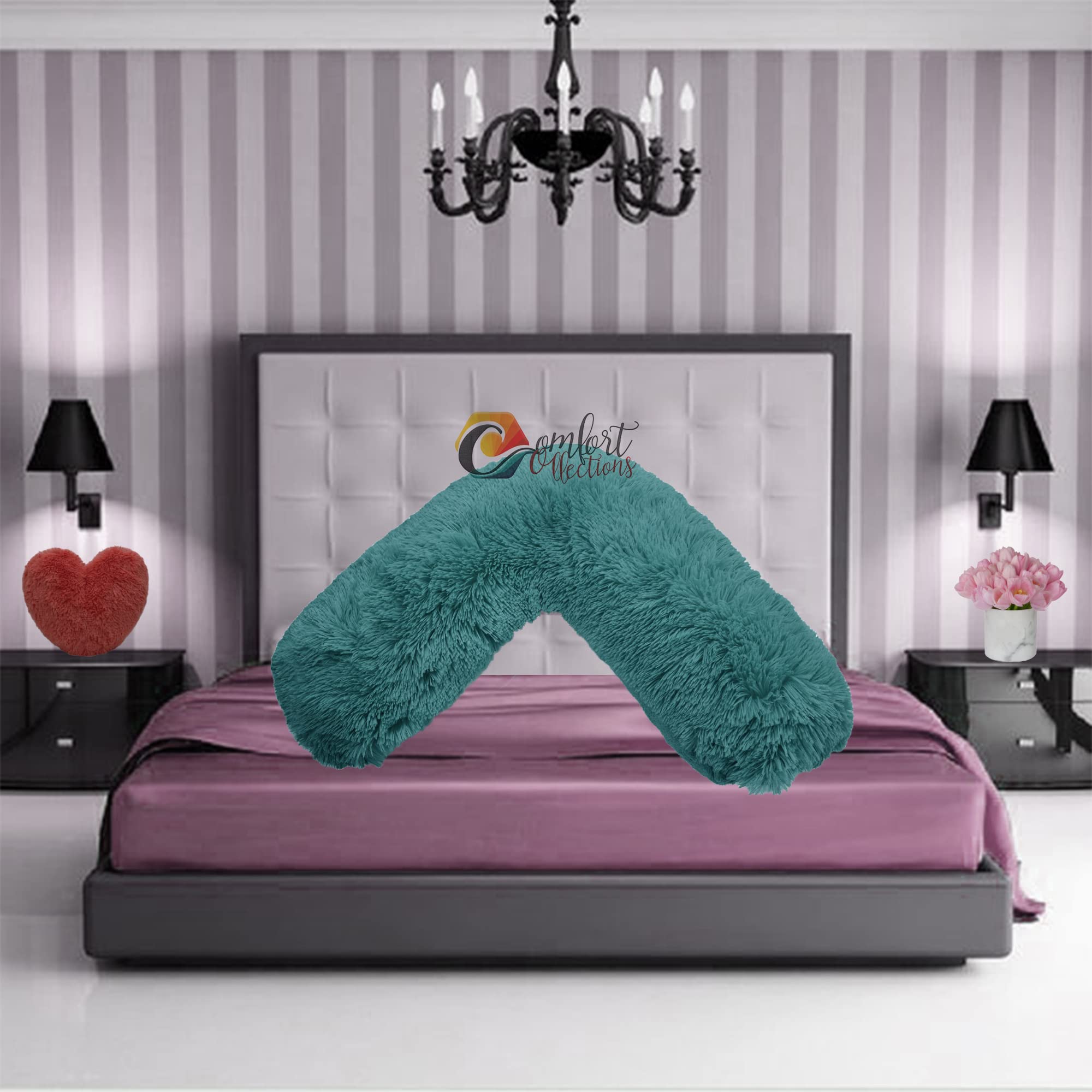 V Shaped Teddy Cuddles V Pillow Case Soft Back Neck Nursing Pregnancy Support Warm Cosy Pillowcase COLOUR: TEAL
