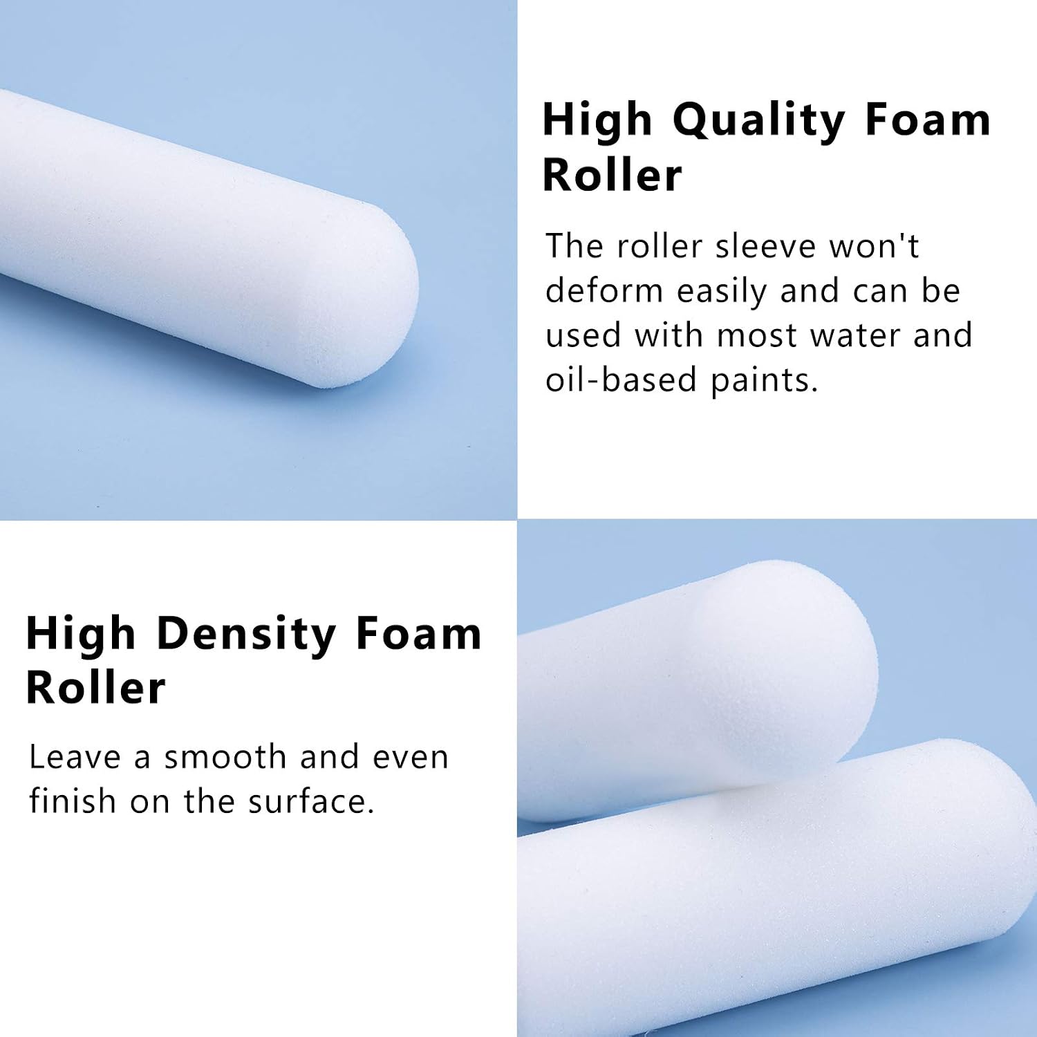 Mister Rui Foam Paint Roller, 4 Inch Sponge Paint Roller, Gloss Roller Set for Painting Small Paint Roller,4 Inch Foam Rollers 10 Packs - Image 4