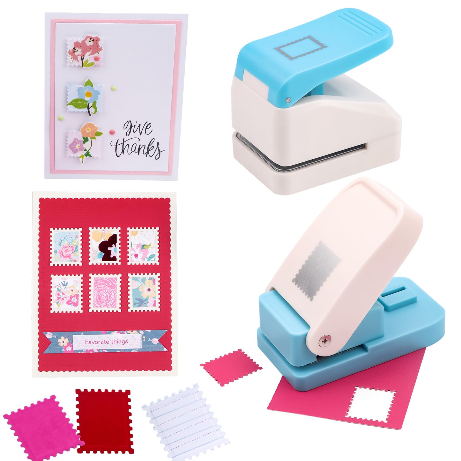 Photo 1 of 2Pcs /Set 1.1x0.9/1x0.8 Postage Stamp Embossing Punch; Punches Score Tools for Scrapbooking Journaling Paper Craft DIY Card Making Paper Crafting Scrapbooking DIY Card Making Arts Crafts Supplies