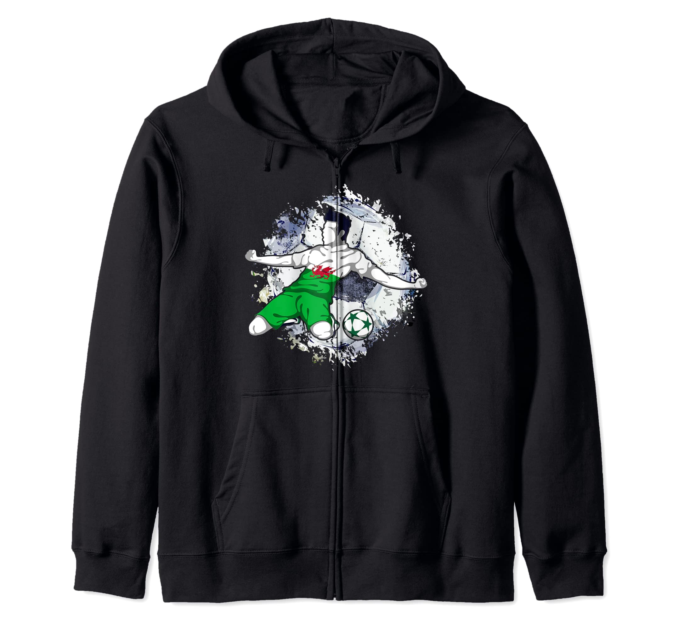 Wales Soccer Fans Jersey Proudly Support Welsh Football Team Zip Hoodie