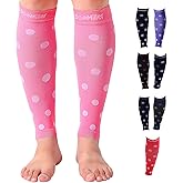 Doc Miller Calf Compression Sleeve for Women & Men, Footless 20-30mmHg Support for Shin Splints, Varicose Veins, Nurses, Running, Leg Pain Relief, Polka Dots, 1 Pair