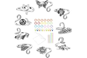 HUISUYTON 9PCS Crochet Ring, Adjustable Crochet Ring Finger, Yarn Guide Knitting Tension Rings for Crocheting, Crochets Tensi