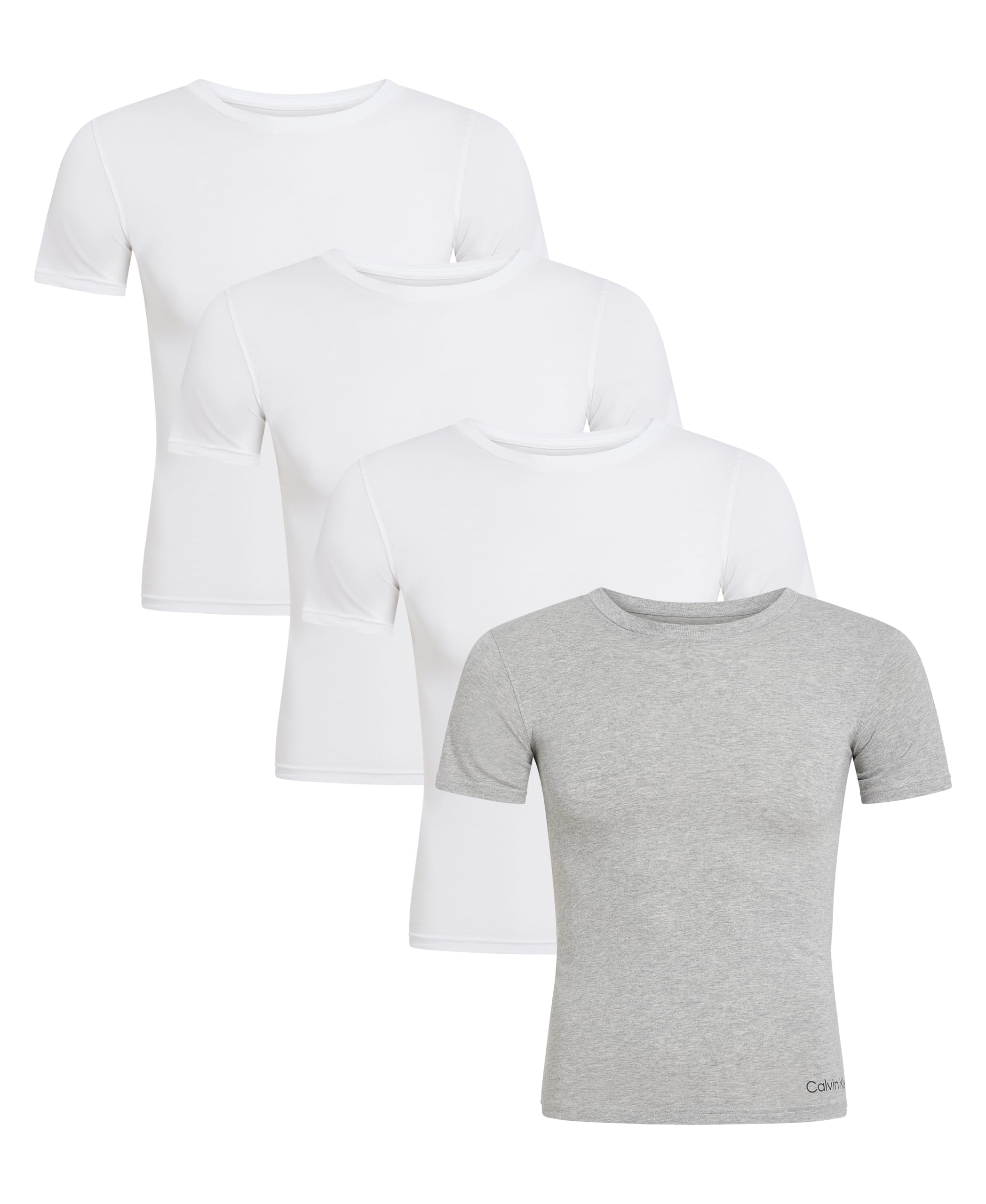 Calvin Klein Boys' Short Sleeve Cotton T-Shirt Multipack, White/White/White/Heather Grey, X-Small Image Calvin Klein Boys' Short Sleeve Cotton T-Shirt Multipack, White/White/White/Heather Grey, X-Small Image