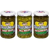 Best Maid Products Pickle Relish 10 Ounce 3 Packs - Sweet, Dill, Jalapeno Sweet, or Jalapeno Mustard (Variety Pack)